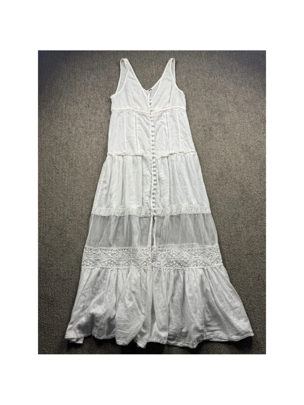Free People Womens S Victoria Button Front Maxi Dress Tiered Crochet Lightweight